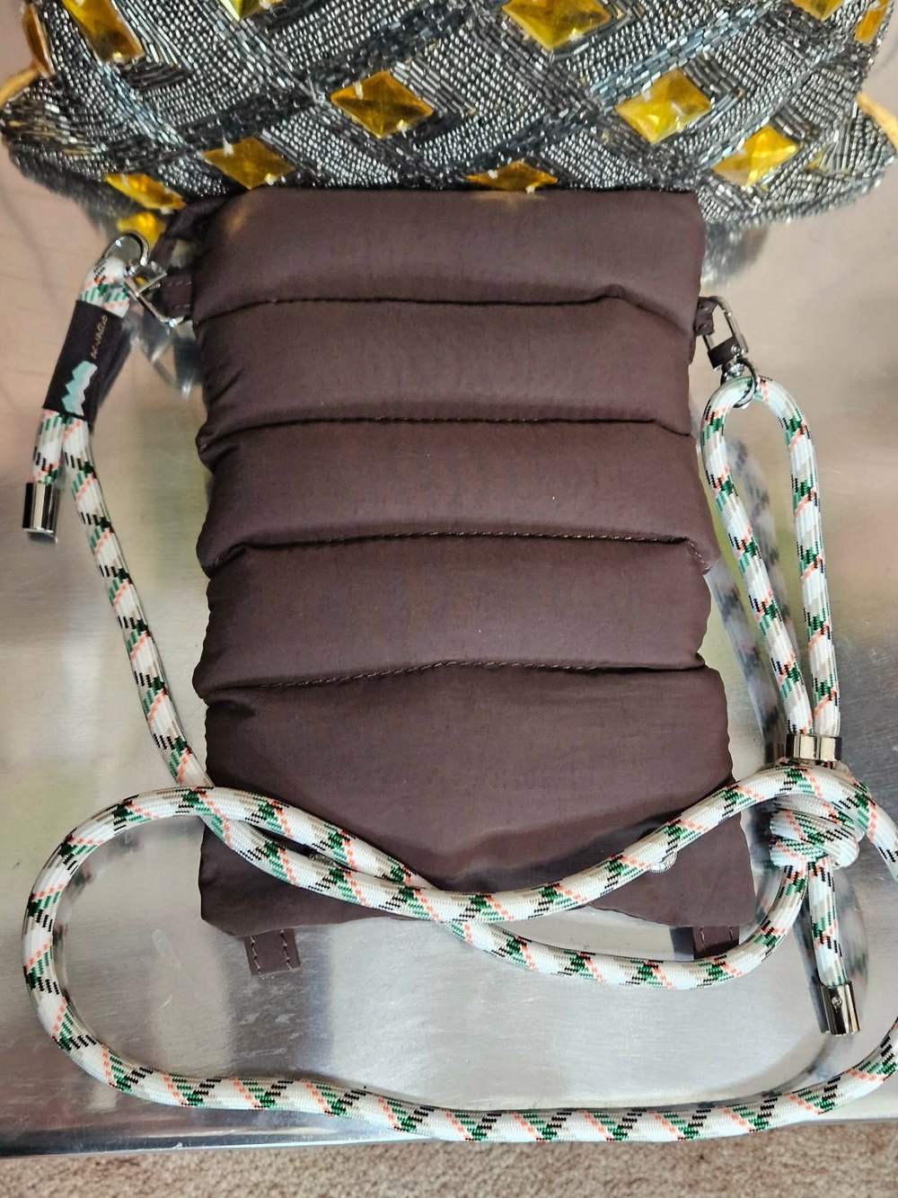 Acuario Crossbody Puffer Bag in Chocolate Brown